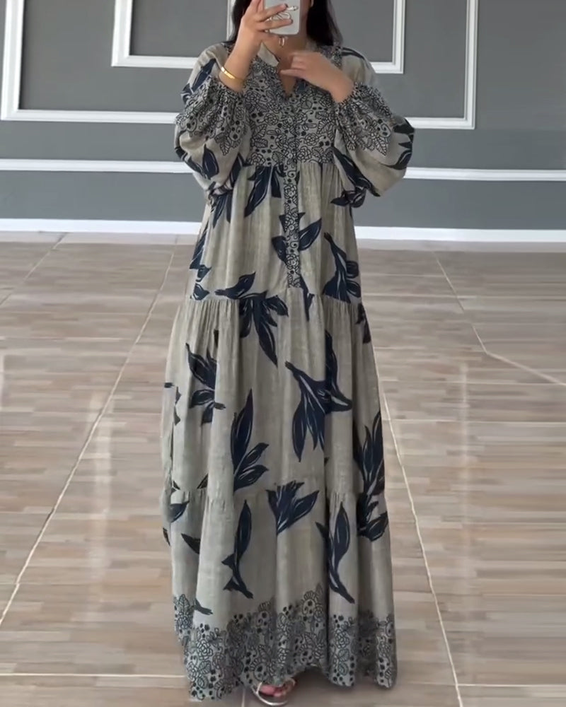 Robe décontractée à imprimé, manches longues