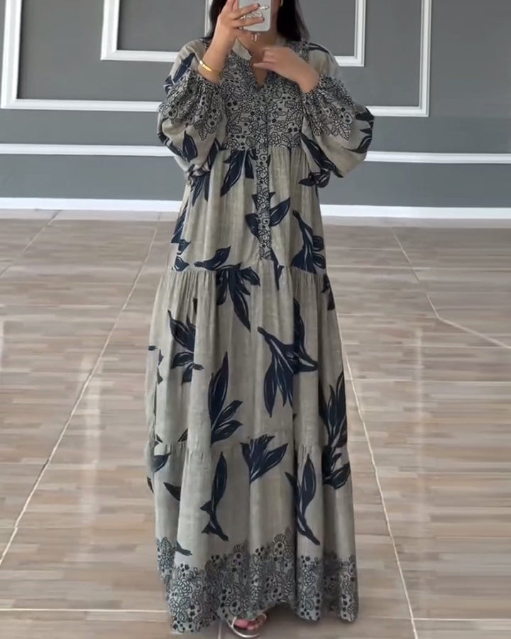 Robe décontractée à imprimé, manches longues