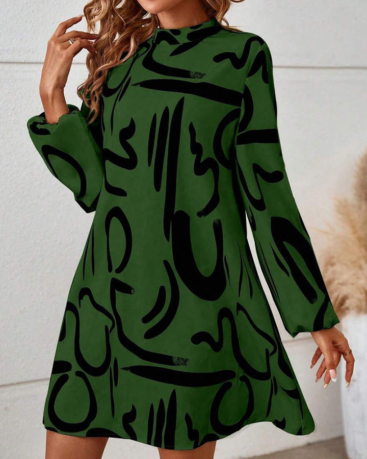 Robe Tendance Imprimé Géométrique Contrasté