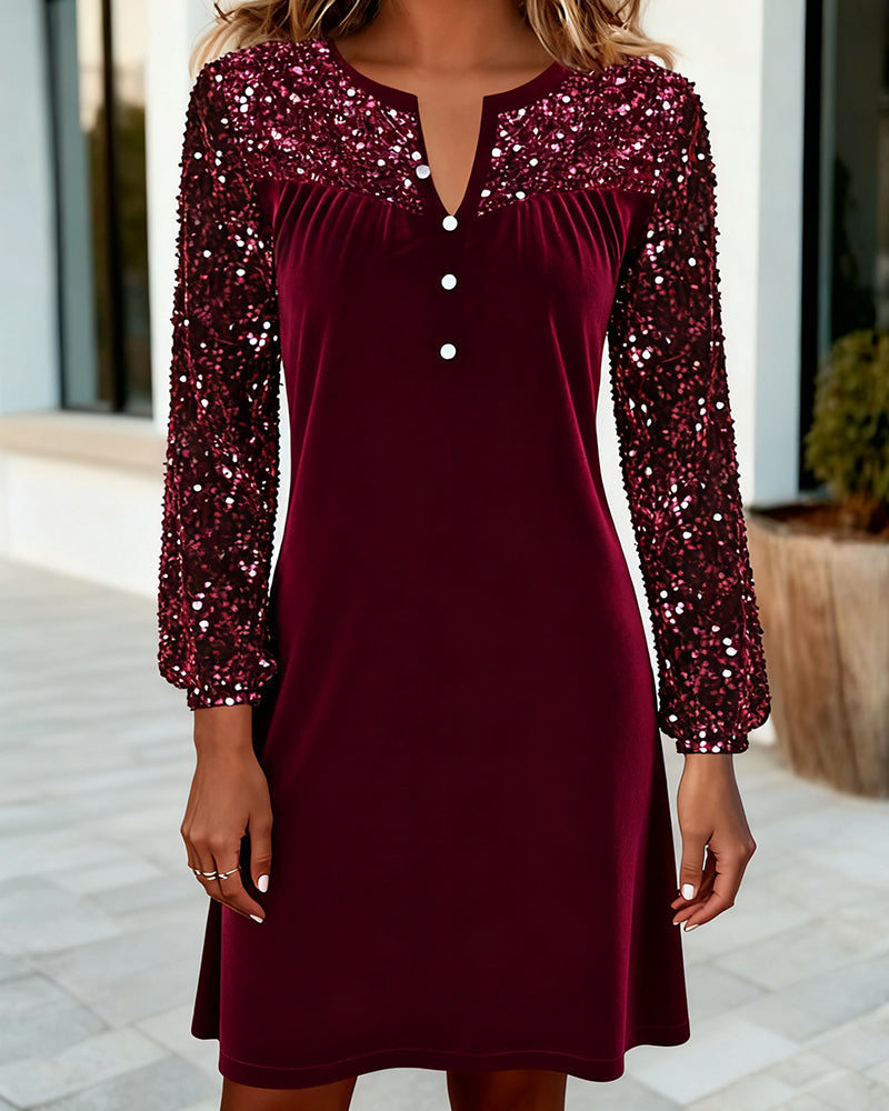 Robe Patchwork En Velours À Paillettes