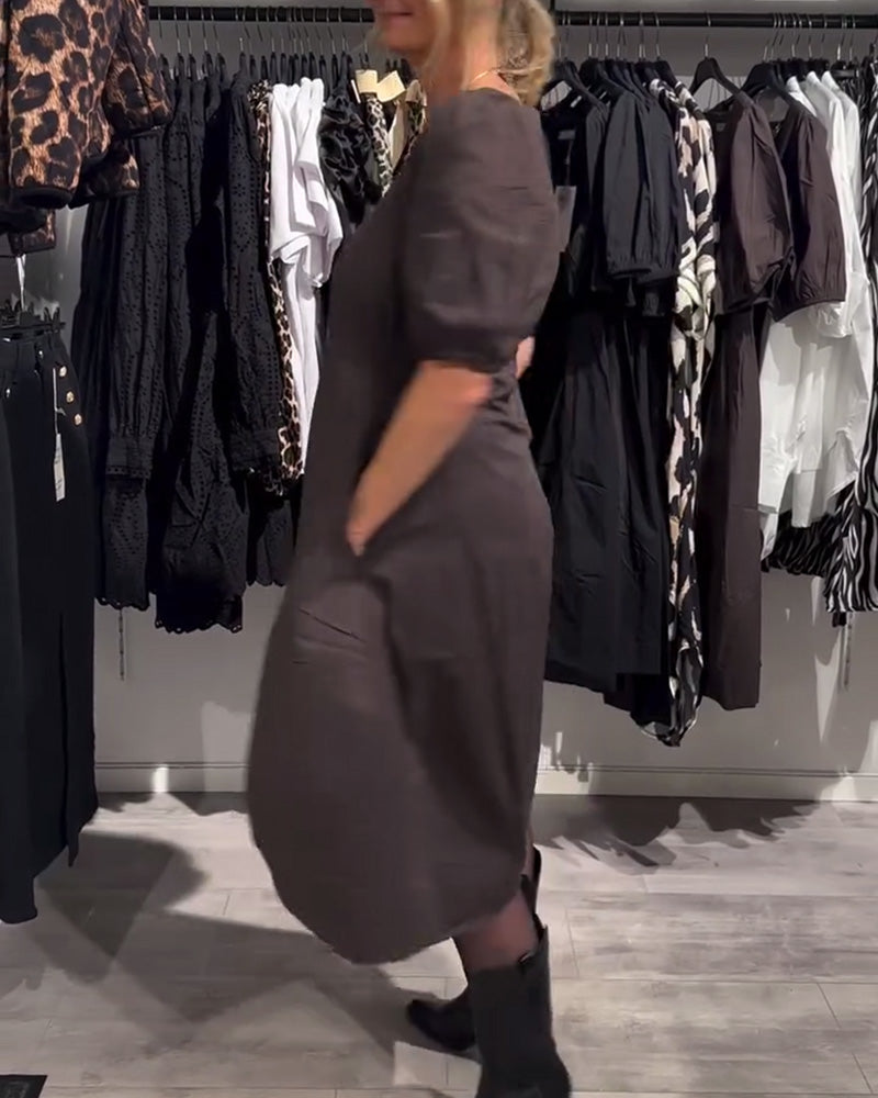 Robe Col V Poche Décontractée