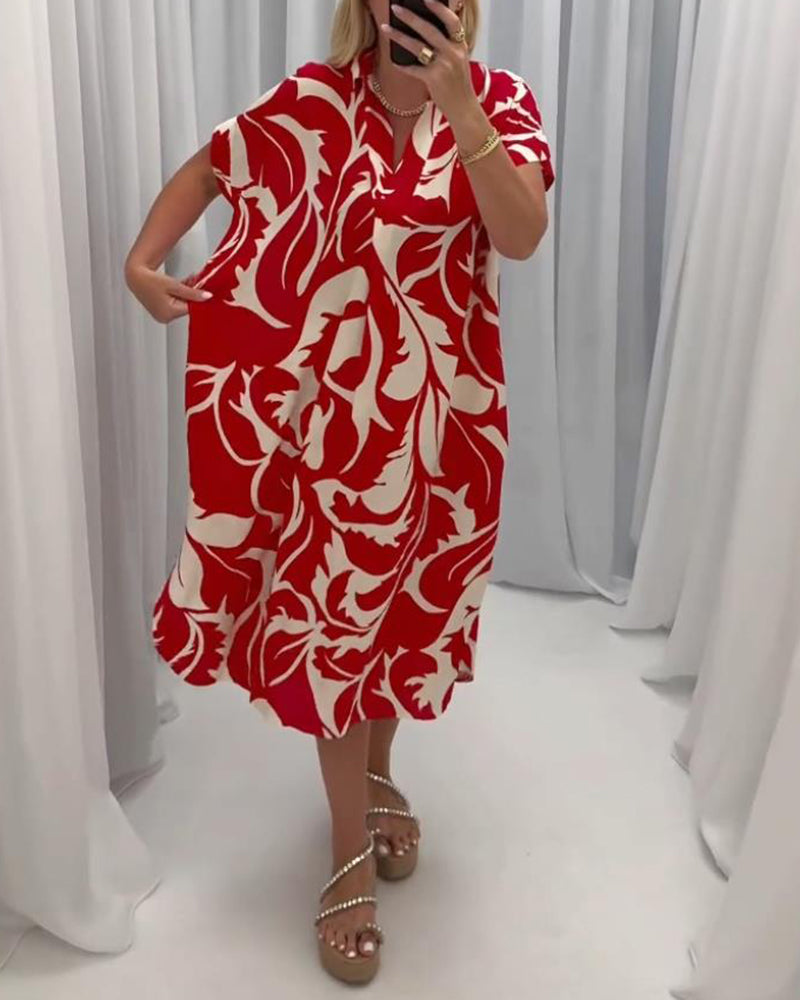 Robe décontractée fendue à imprimé contrasté