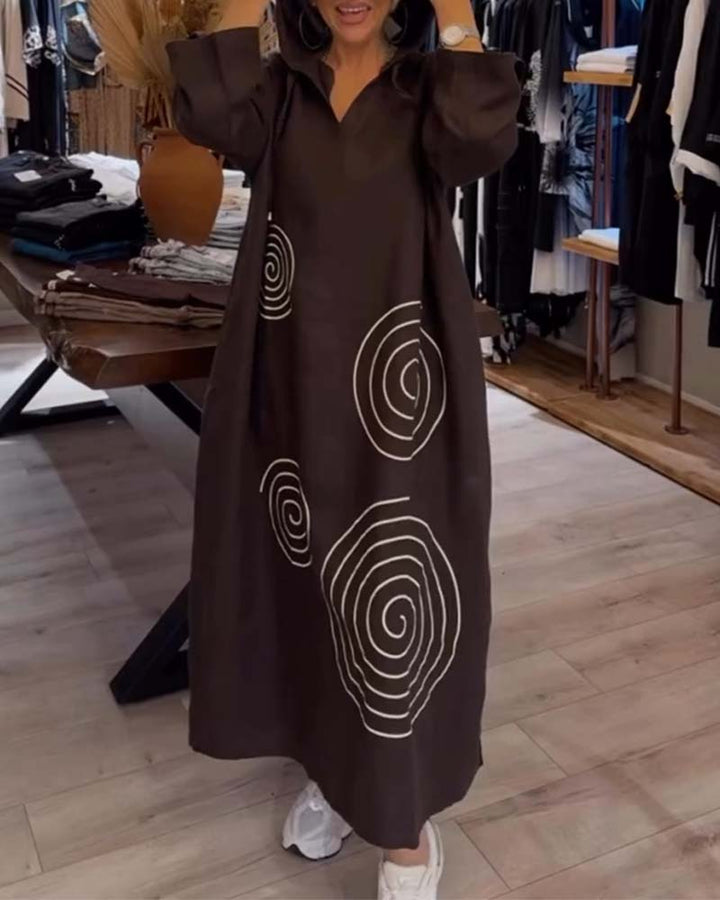 Robe À Capuche Manches Longues Large