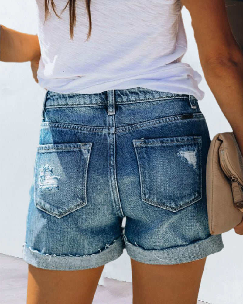 Short en jean taille mi-haute