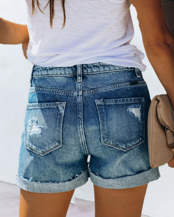 Short en jean taille mi-haute