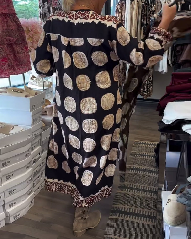 Robe Manches Longues En V Imprimé