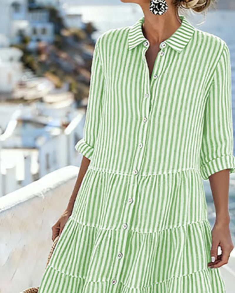 Robe Chemise À Rayures Verticales