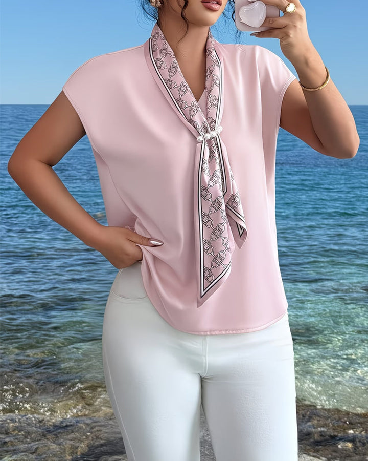 T-Shirt Court Manche Col V Mode