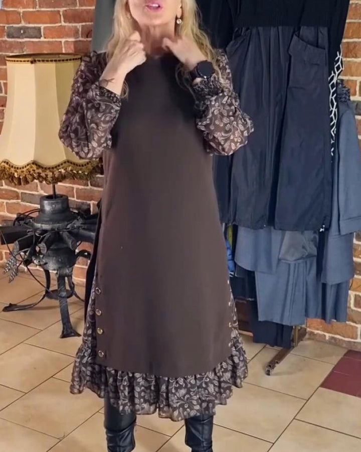 Robe À Col Rond Effet Faux Deux Pièces