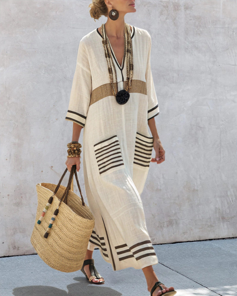 Robe Ample À Contraste Pour Vacances