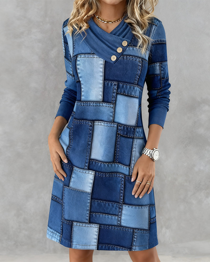 Robe Col Écharpe Mode Imprimé
