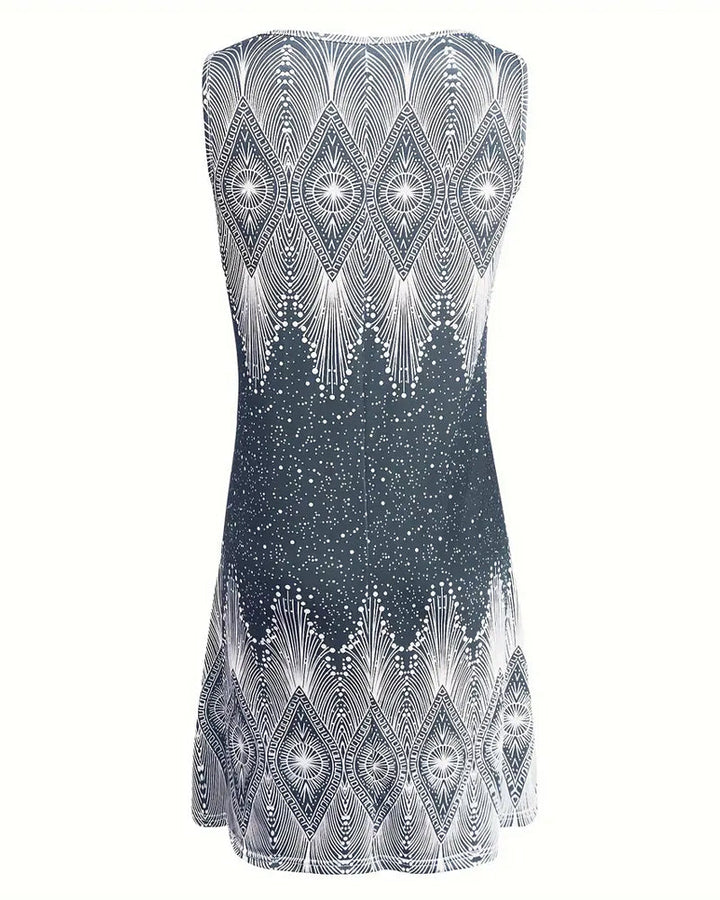 Robe Sans Manches Col V Imprimée