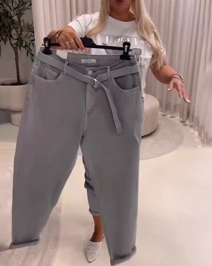 Pantalon Élastique Coupe Slim Décontracté