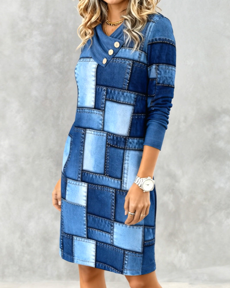 Robe Col Écharpe Mode Imprimé