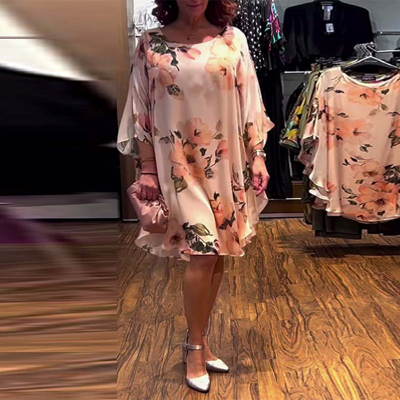 Robe Imprimé Manche Chauve-Souris