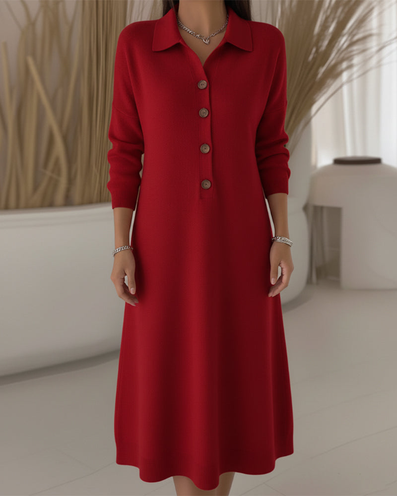 Robe À Revers Boutonnée Et Élégante