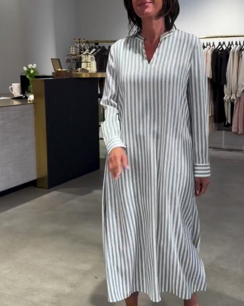 Robe Rayée Fente Côté Maxi