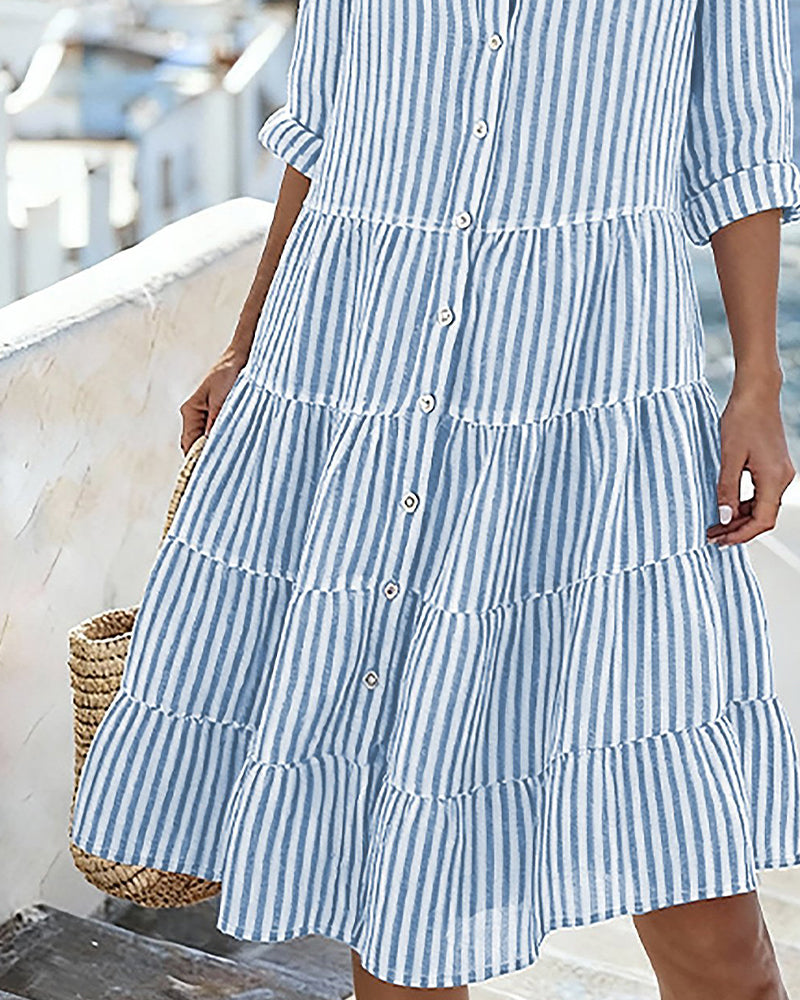 Robe Chemise À Rayures Verticales
