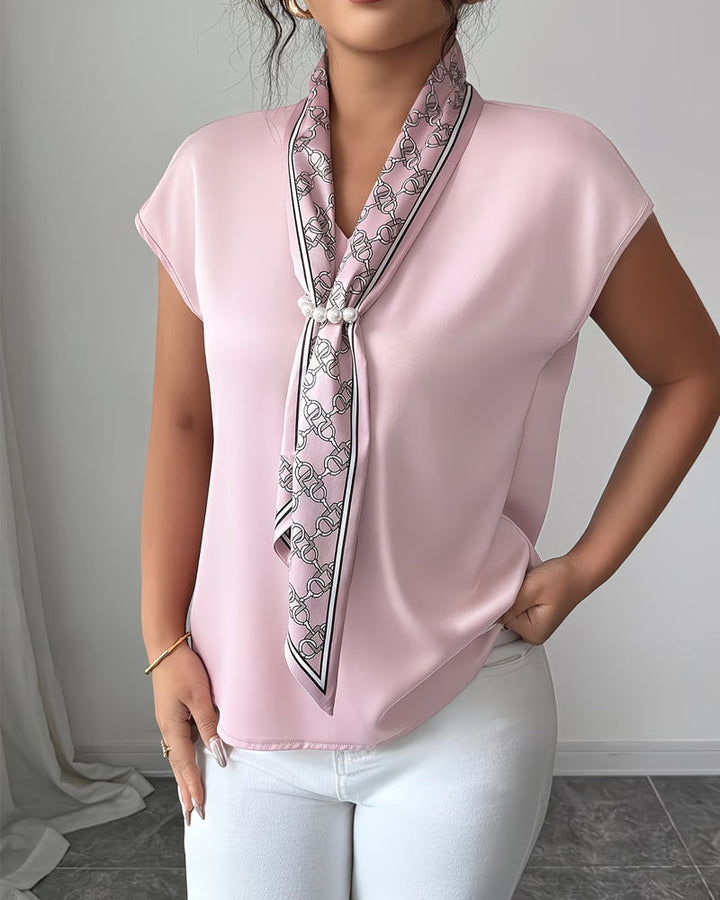 T-Shirt Court Manche Col V Mode