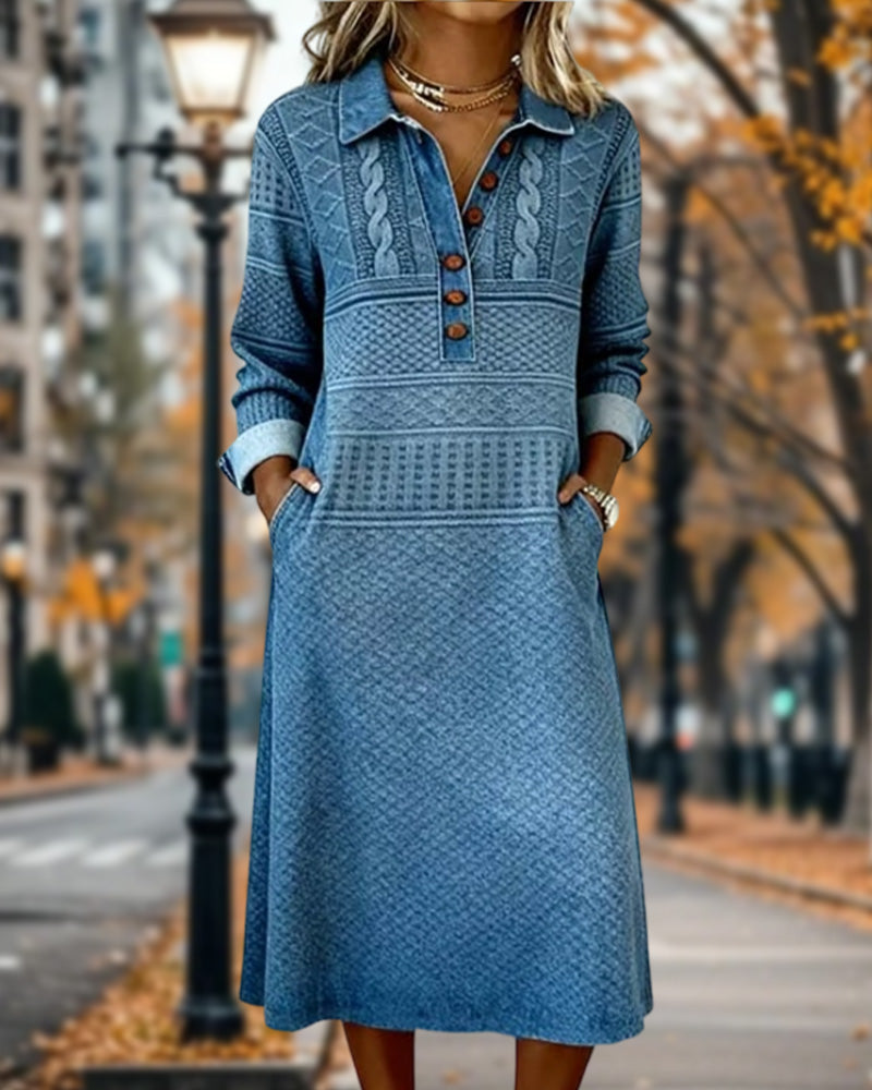 Robe Tendance Demi-Boutonné Revers