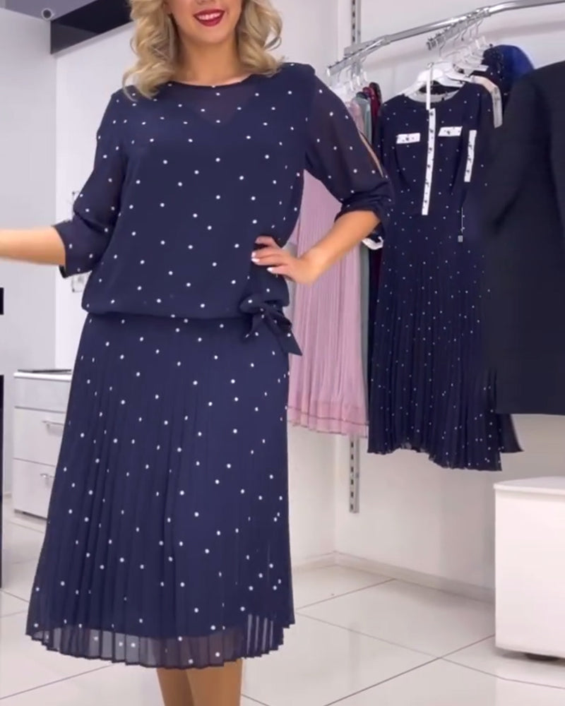 Robe décontractée à pois et col rond