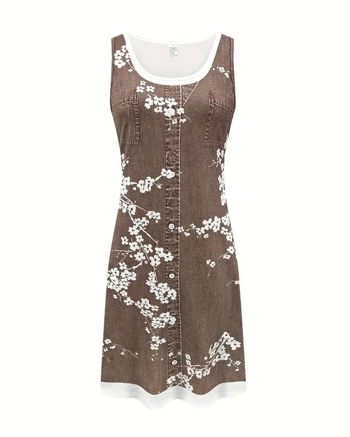 Robe Décontractée Sans Manches Imprimé Gilet
