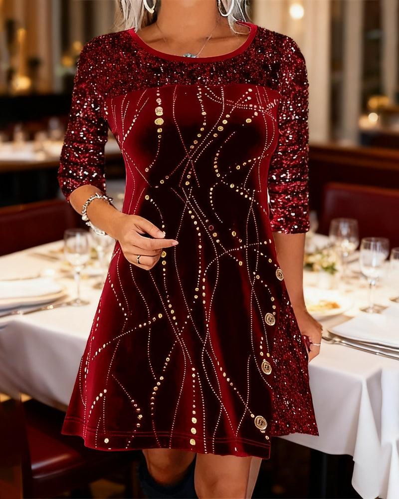 Robe Avec Détails Panneaux En Paillasson Et Velours
