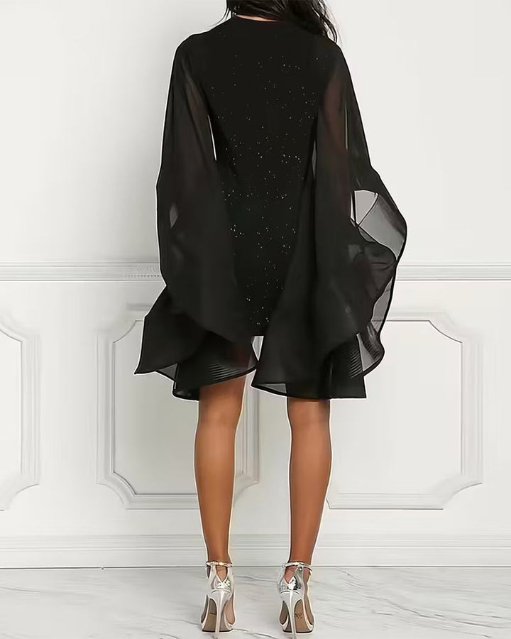 Robe Scintillante À Col Rond Et Manches Chauve-Souris