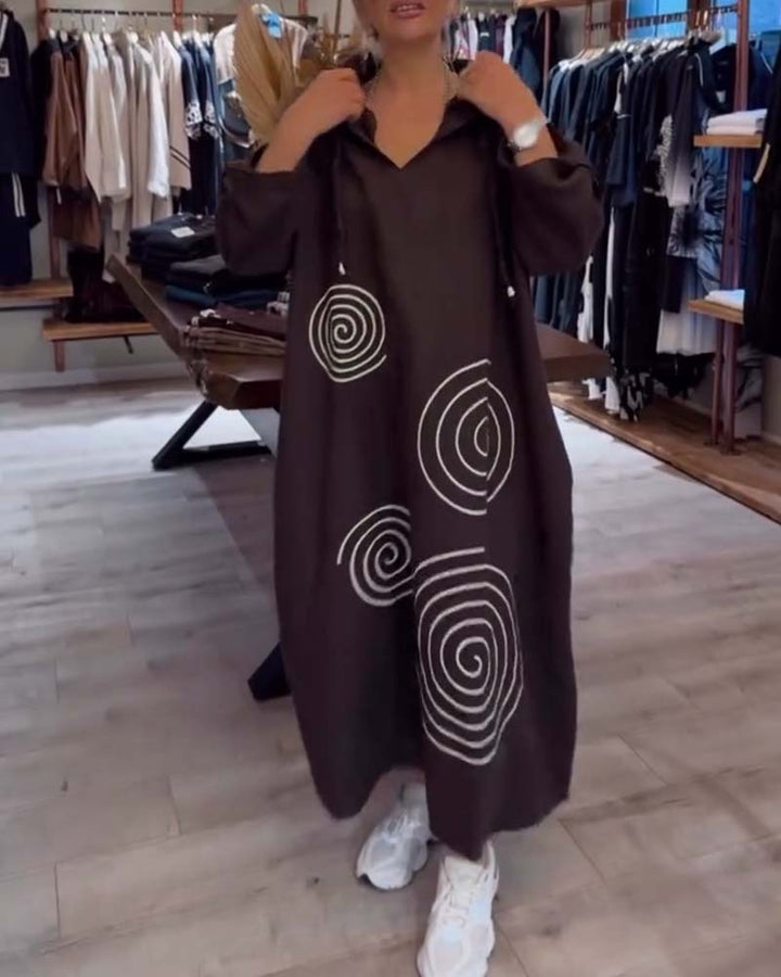 Robe À Capuche Manches Longues Large