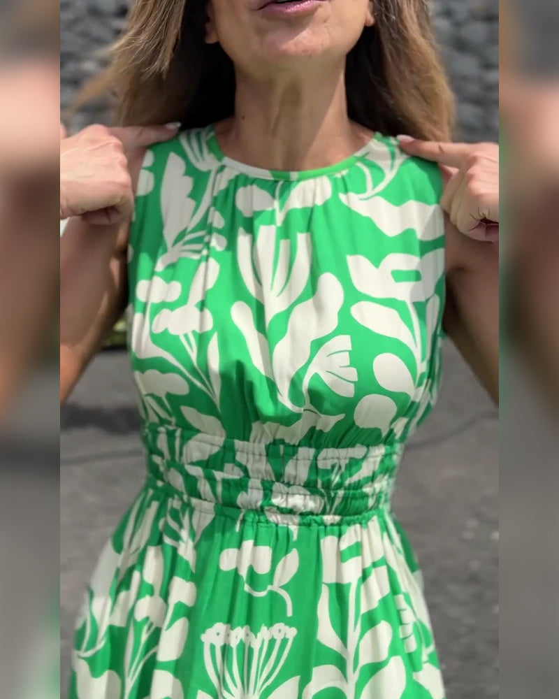 Robe Sans Manches Longue Taille Imprimé