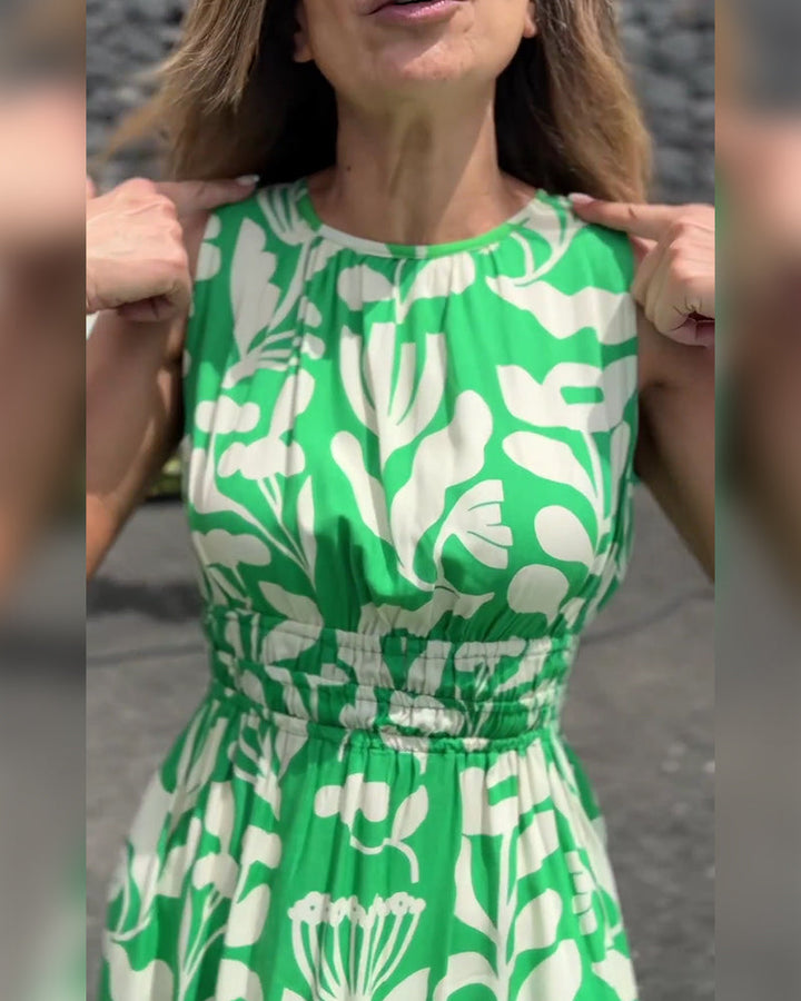 Robe Sans Manches Longue Taille Imprimé