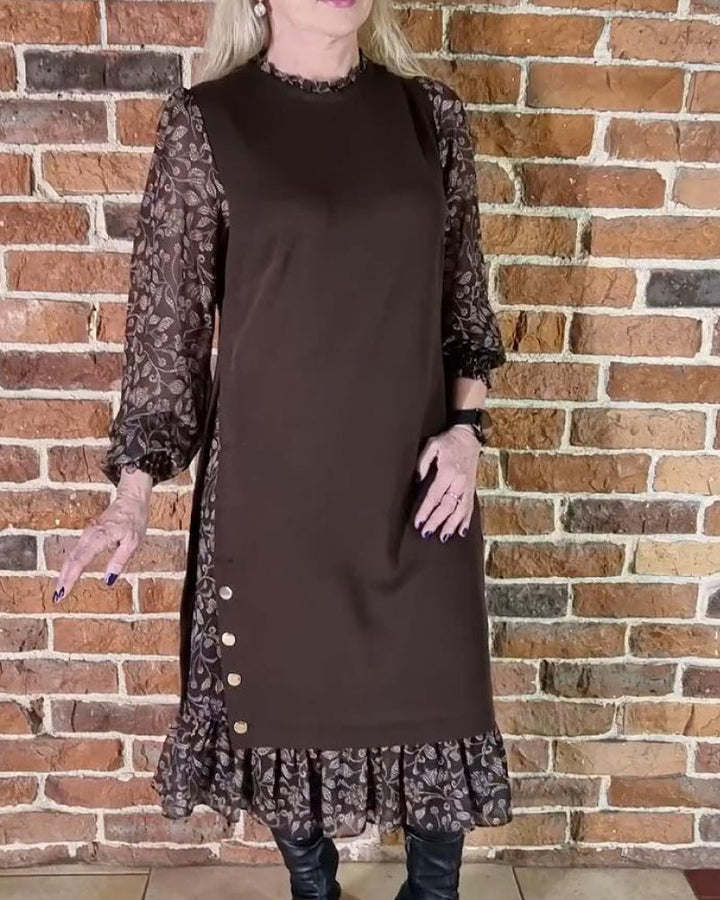 Robe À Col Rond Effet Faux Deux Pièces