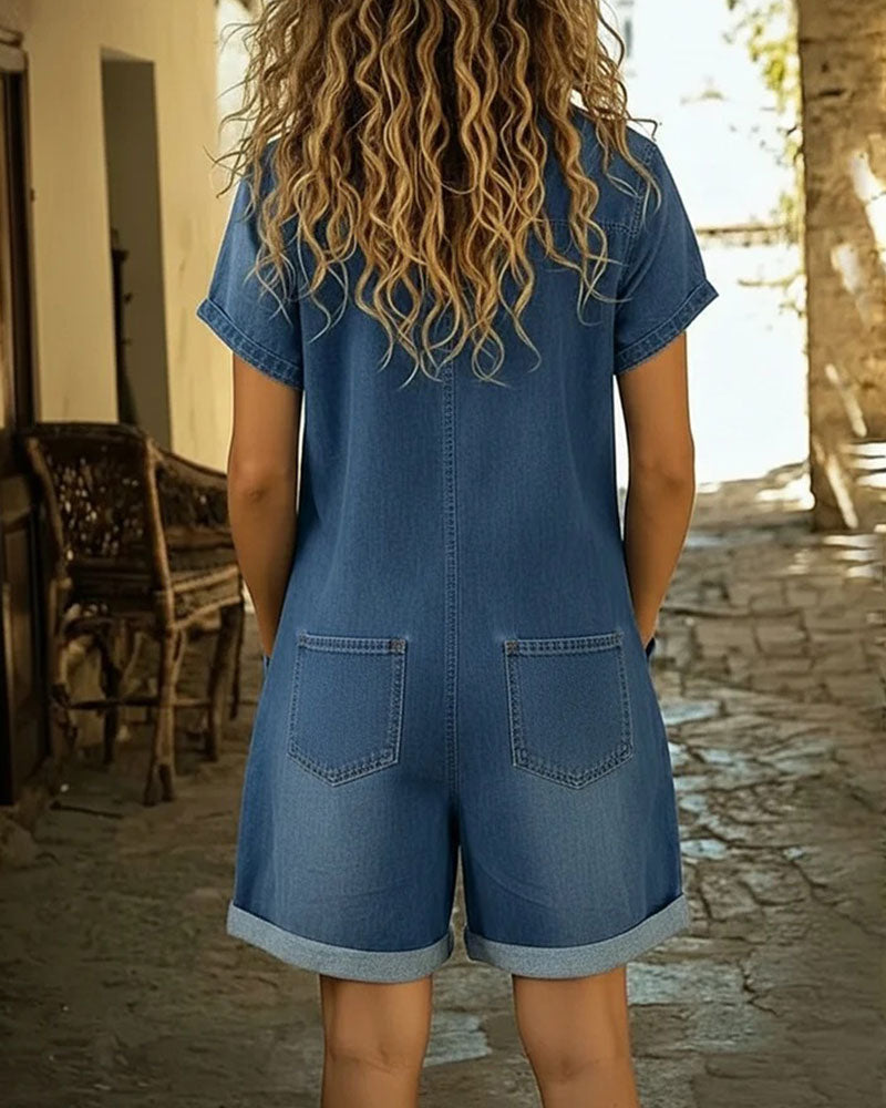 Combinaison Court Manche Denim