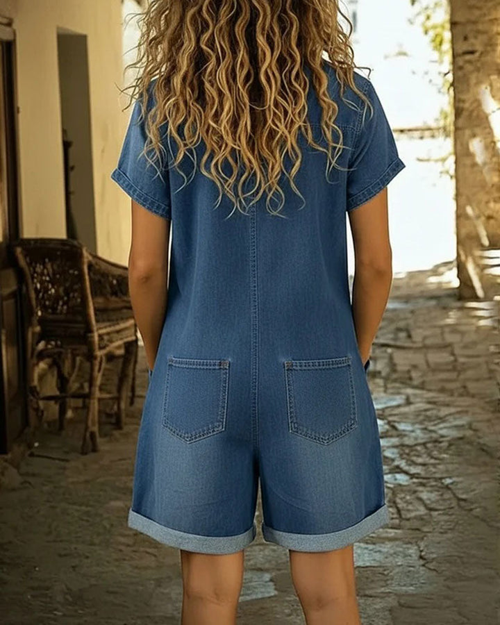 Combinaison Court Manche Denim