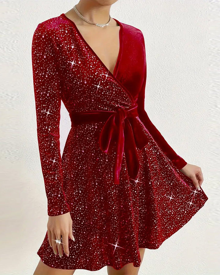 Robe Profond V Velours Perçage À Chaud