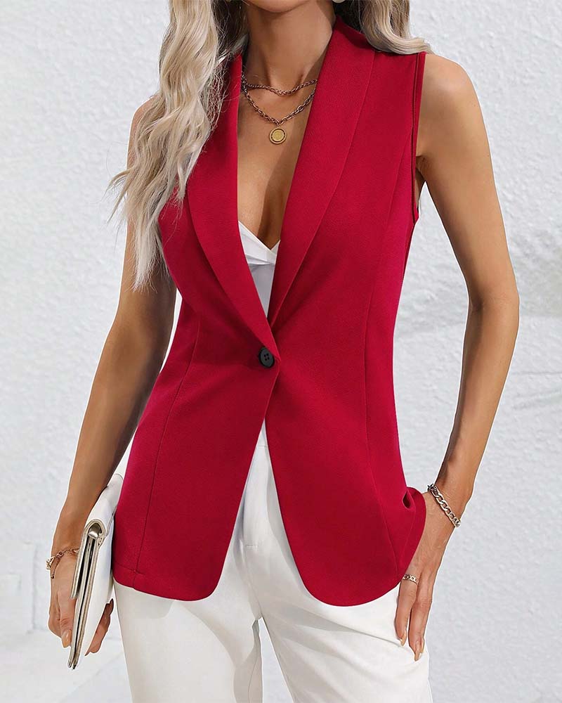Manteau Cardigan Sans Manches À Bouton Unique