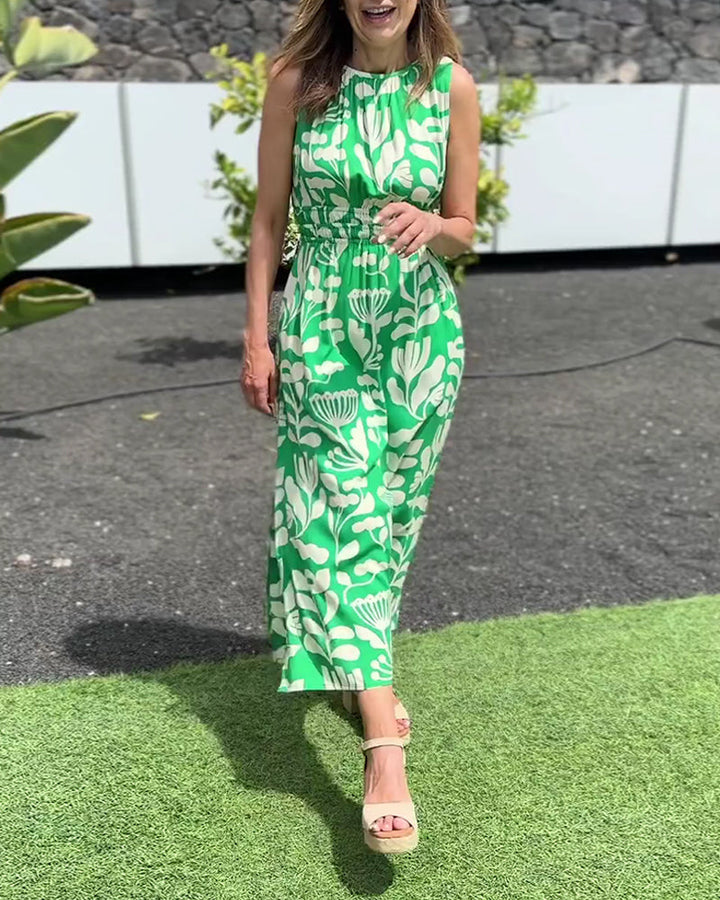 Robe Sans Manches Longue Taille Imprimé