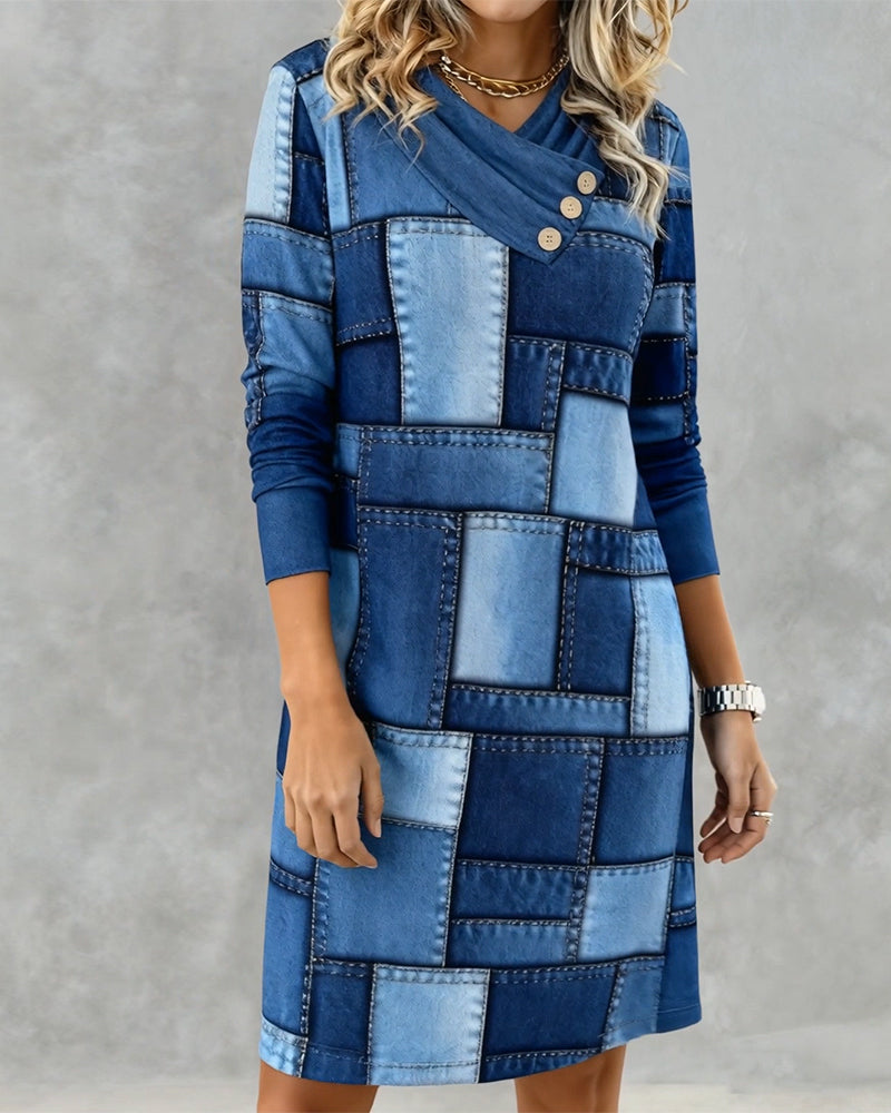 Robe Col Écharpe Mode Imprimé