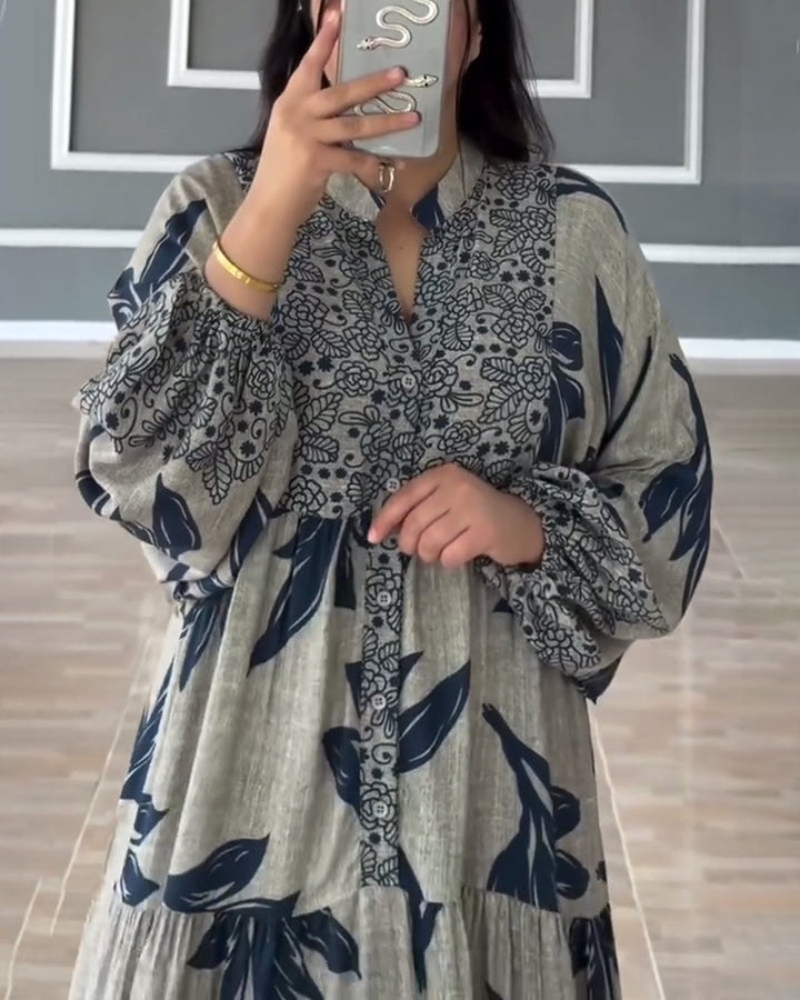 Robe décontractée à imprimé, manches longues