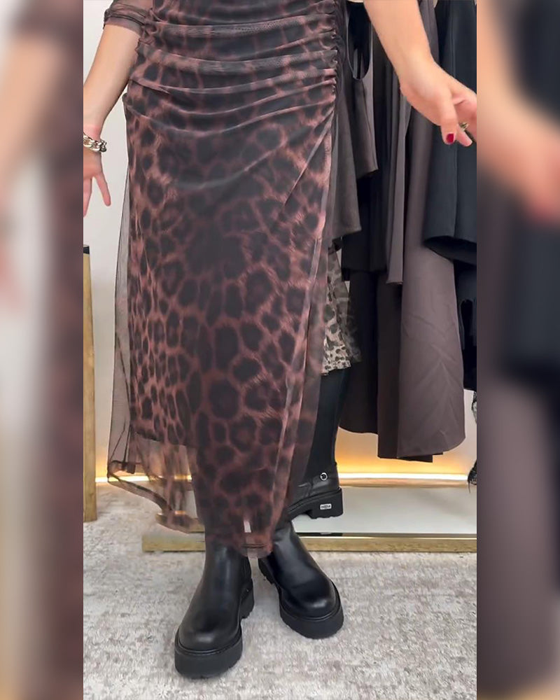 Robe Tendance À Imprimé Léopard