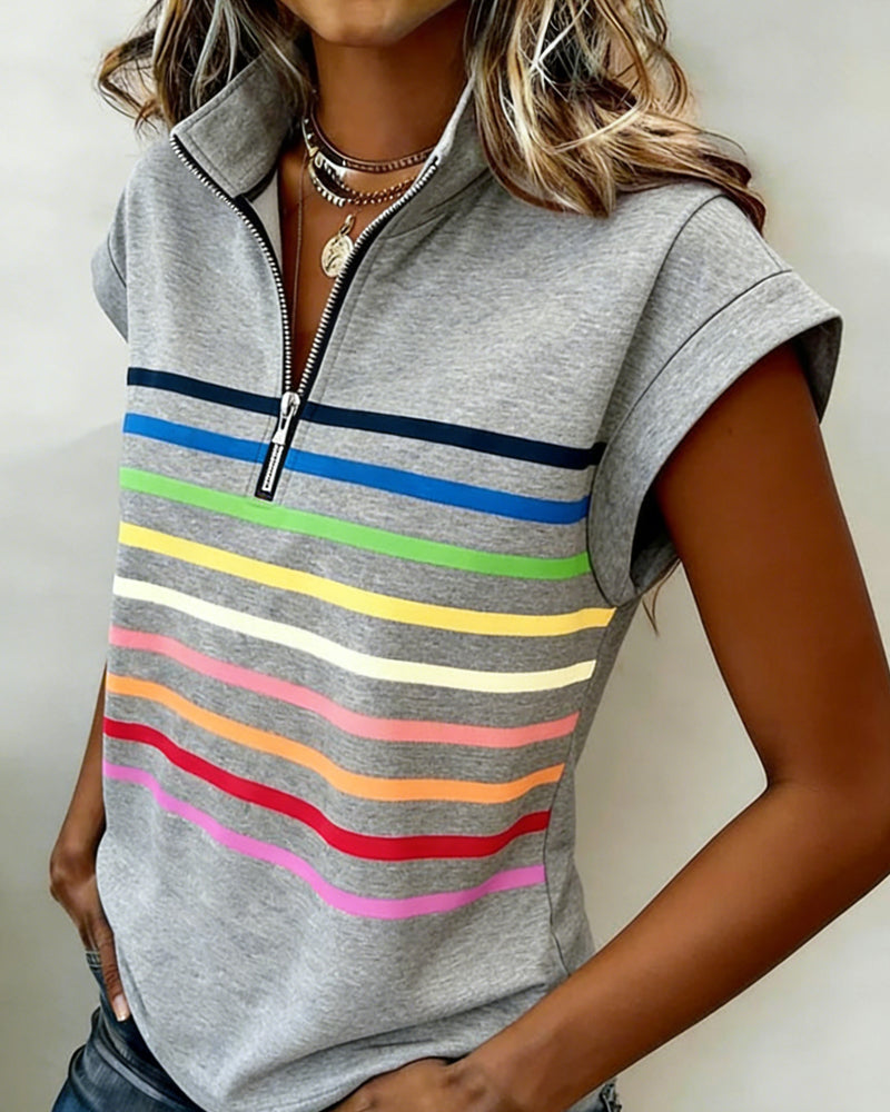 T-Shirt Demi-Zip Imprimé