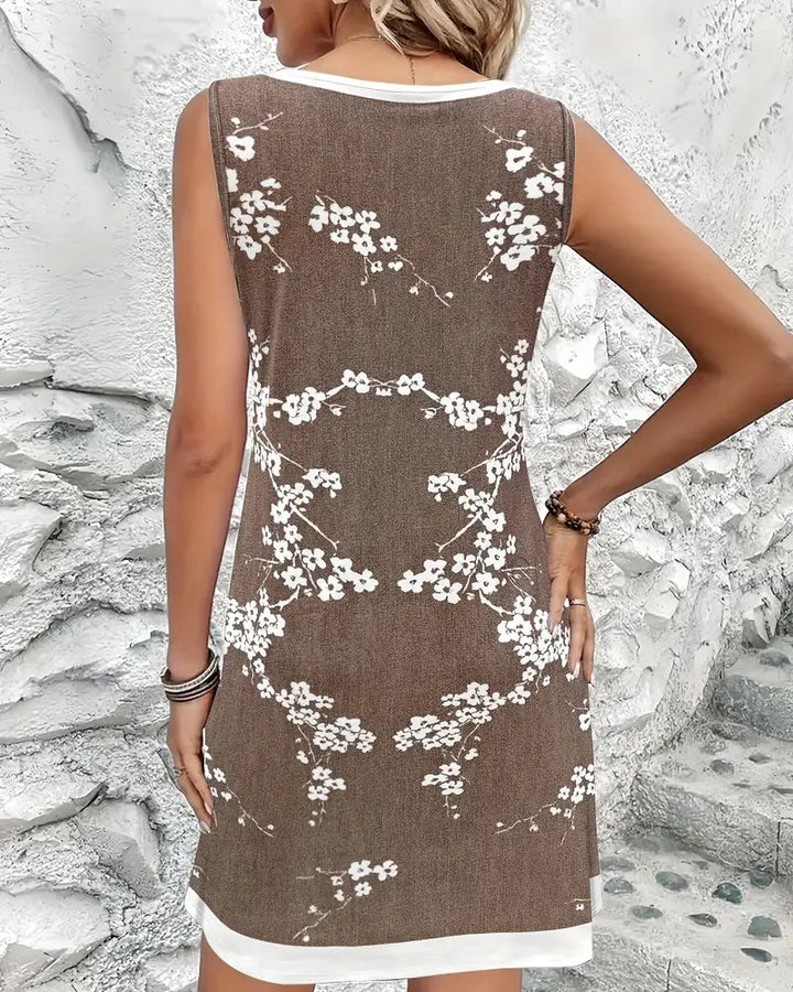Robe Décontractée Sans Manches Imprimé Gilet