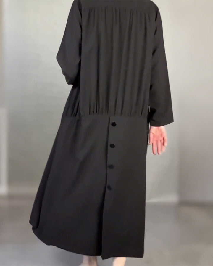 Robe Ample Grande Taille Unie Avec Boutons