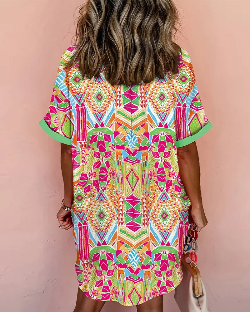 Robe Avec Col Chemise à Imprimé Coloré