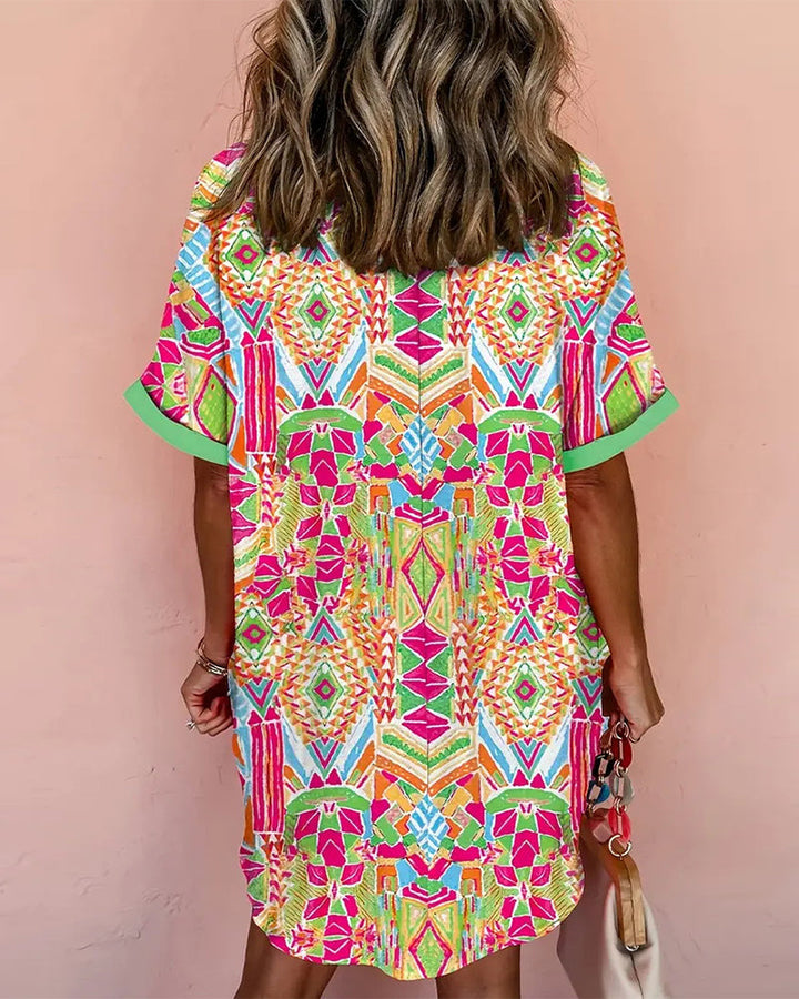 Robe Avec Col Chemise à Imprimé Coloré