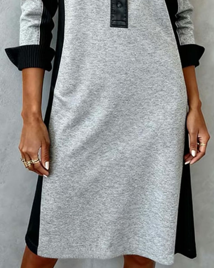 Robe À Manches Longues Avec Détails Patchwork Et Col