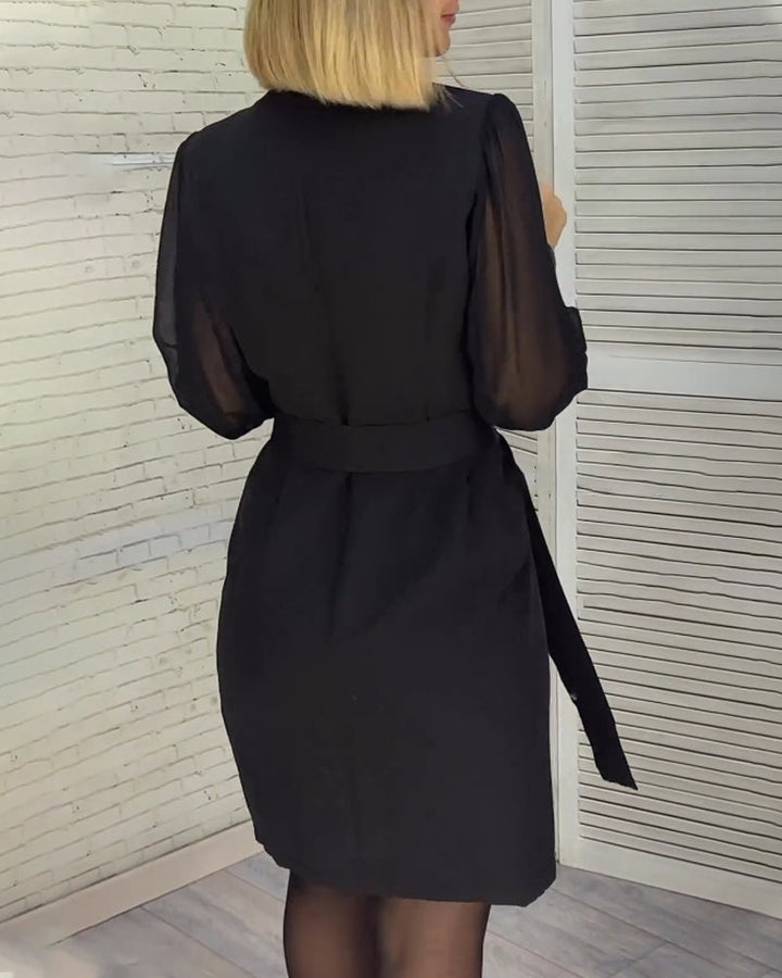 Robe avec empiècements en sequins et manches longues