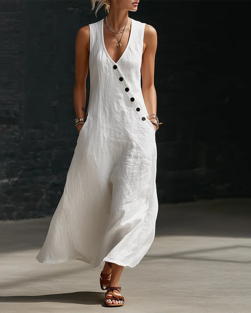 Robe Unie Bouton Gilet