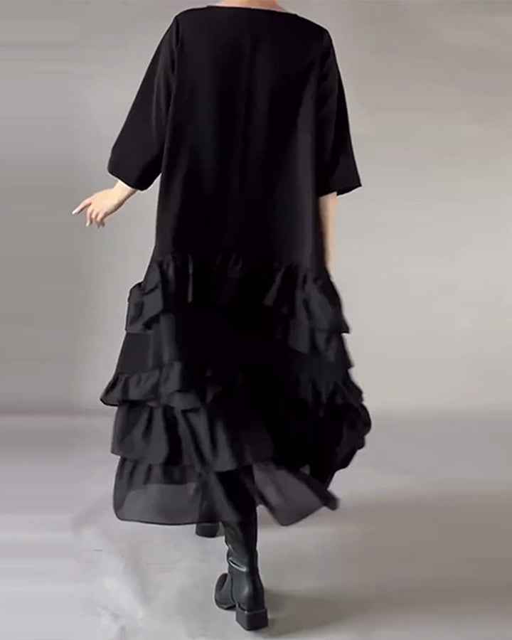 Robe À Col Rond À Double Couche