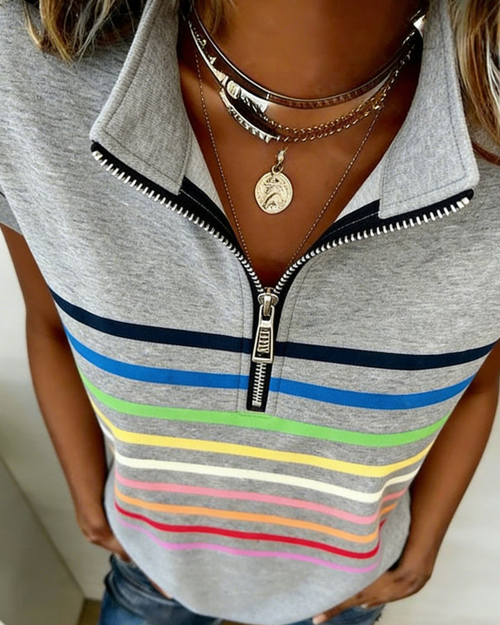 T-Shirt Demi-Zip Imprimé